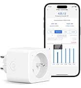 Meross Prise Connectée (Type E), 16A Prise WiFi Compatible avec Alexa et Google Home, Prise Conso...