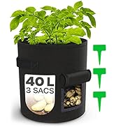 Sac de Plantation de Pommes de Terre - 3 Sacs à Plantes Grand 40L - avec Fenêtre et Étiquettes - ...