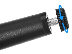 Gros plan d'un appareil cylindrique noir muni d'une molette ou d'un bouton bleu à une extrémité, peut-être un outil électronique ou mécanique