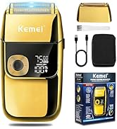 Kemei Rasoir électrique pour homme, tondeuse à barbe rechargeable sans fil, lavable, USB, afficha...