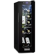 avec porte vitrée affichant plusieurs casiers de rangement pour bouteilles et affichage numérique de la température.