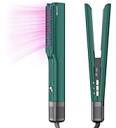 avec deux bras, l'un émettant une lumière rose. Comprend un barillet cylindrique et des plaques plates pour des options de coiffage polyvalentes.