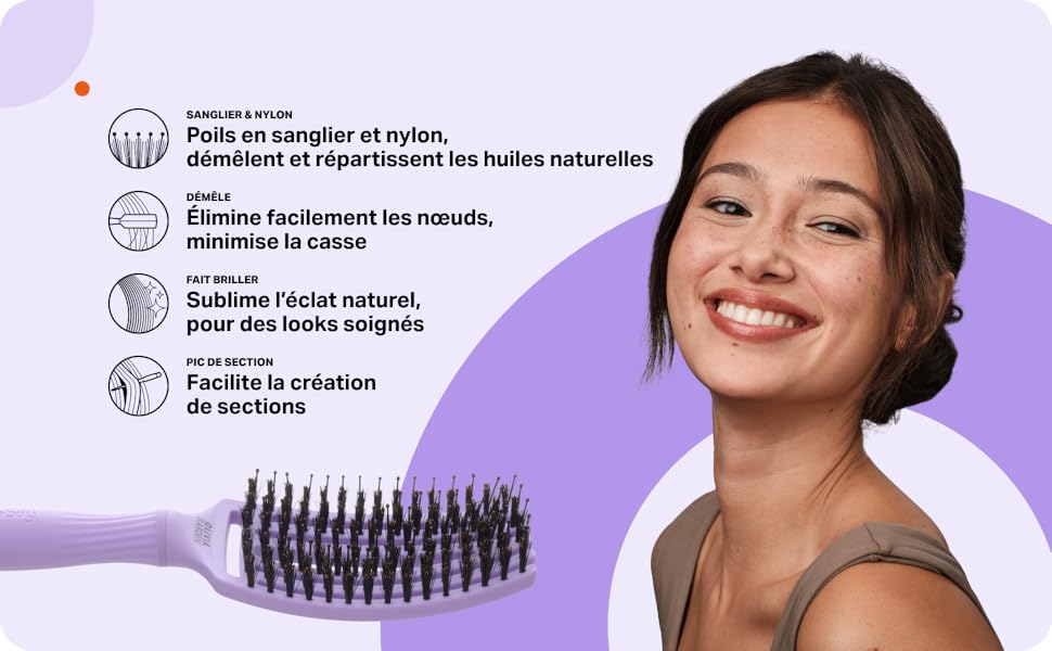 Olivia Garden Fingerbrush Boar and Nylon Lavender