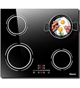 Plaque induction 4 feux 6400 W, plaque de cuisson induction encastrable 220 V, plaque induction 60 m, F...