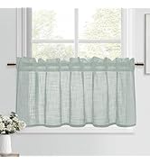 DWCN Rideau brise-bise moderne - Aspect lin - Court - 45 x 120 cm - Semi-transparent - Pour cuisi...