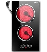Jessier Plaque vitrocéramique 2 plaques 3000 W 2 plaques avec prise 30 cm