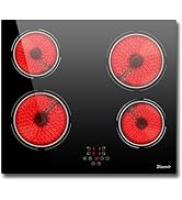 Plaque de cuisson vitrocéramique 4 plaques 6000 W 4 plaques autonomes 60 cm 4 plaques