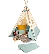 Vues multiples de tentes de jeu pour enfants de styles tipi et cadre en A, fabriquées en toile naturelle avec des touches de vert menthe et de couleurs neutres.
