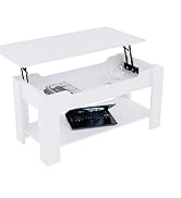 avec compartiment de rangement caché et étagère inférieure, illustrée avec le dessus partiellement surélevé révélant un espace de rangement intérieur