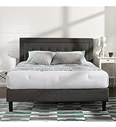 Cadre de lit plateforme capitonné 35 cm Dachelle ZINUS | Sommier | Support à lattes en bois | Fac...