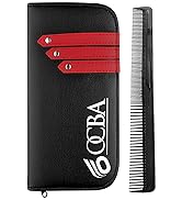 Étui zippé noir avec bretelles rouges et logo OOBA, accompagné d'un peigne fin. Kit d'outils de coiffure pour usage professionnel