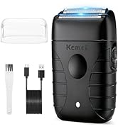 KEMEI Rasoir électrique à double feuille pour homme, rasoir de barbier sans fil, rechargeable par...