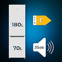 Capacité maximale, niveau sonore et efficacité énergétique du réfrigérateur.