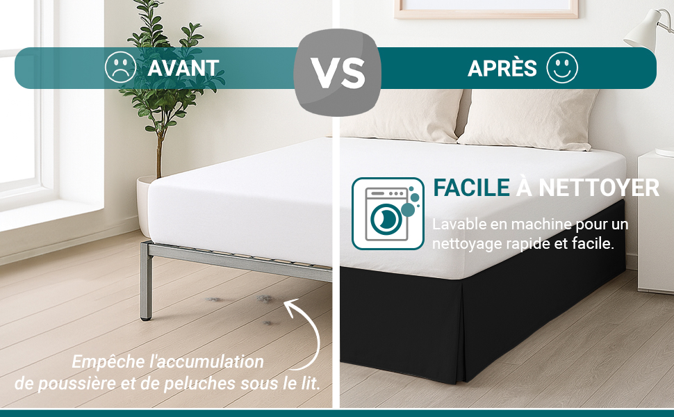 Le texte se lit comme suit : « AVANT VS APRES ». Images comparatives avant et après des espaces intérieurs, montrant les transformations des pièces et la disposition des meubles.