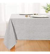 DWCN Nappe Gris Clair Aspect Lin Lavable Imperméable,100x140cm Rectangulaire Nappe Douce Déperlan...