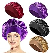 PAEFIU 4pcs Bonnet Satin Cheveux Nuit, Bonnet Soie Cheveux Nuit Bonnet de Nuit Satin Bonnet en Sa...