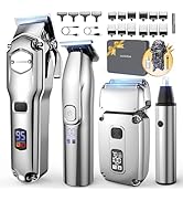 Jack & Rose kit 4-en-1 de Tondeuse à cheveux pour homme, tondeuse cheveux et barbe sans fil étanc...