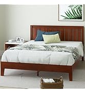 ZINUS Vivek Sommier plateforme en bois Deluxe 30 cm avec tête de lit | Support à lattes en bois |...