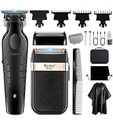KEMEI Tondeuse à cheveux professionnelle en aluminium, rasoir électrique sans fil pour homme
