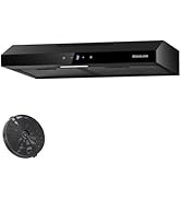 GASLAND Chef SR60BS 60 cm hotte aspirante silencieuse à air recyclé 202 m³/h, 3 niveaux Touch Con...