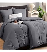 Utopia Bedding Housse de Couette 2 Personne 135x200 cm avec 2 Taie d'oreiller 80x80 cm (Gris) - P...
