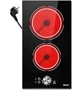 Plaque de cuisson vitrocéramique 2 feux avec prise 3000 W Disaenvir, plaque vitrocéramique deux feux...