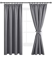 DWCN Lot de 2 Rideaux Occultant avec Cravates Rideau Isolant Thermique Anti Froid Galon Fronceur ...