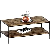 Table basse de style industriel avec plateau en bois rustique et structure en métal noir, présentée sous plusieurs angles.