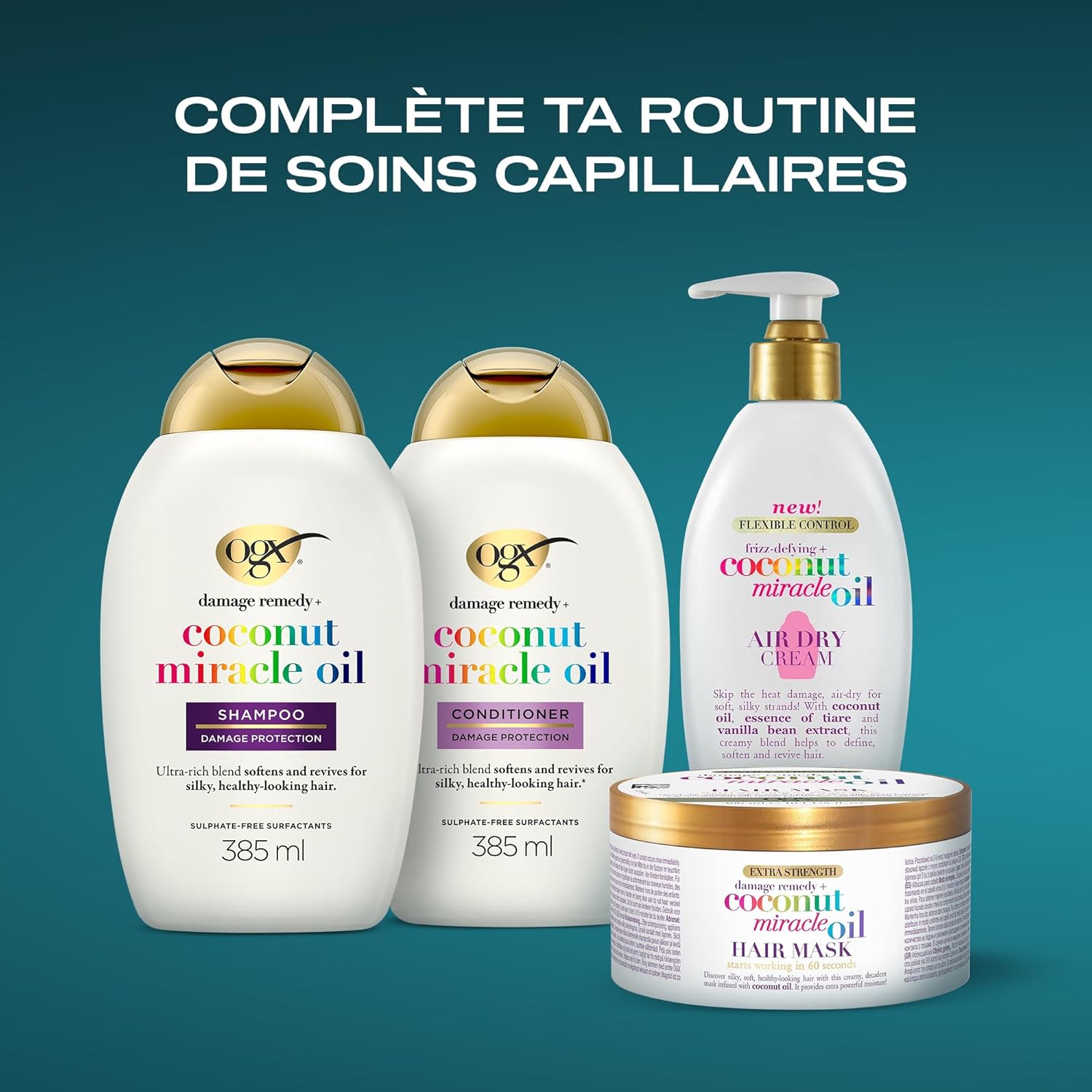 OGX - Shampooing Damage Remedy Coconut Miracle Oil - 385 ml - Répare et nourrit cheveux secs