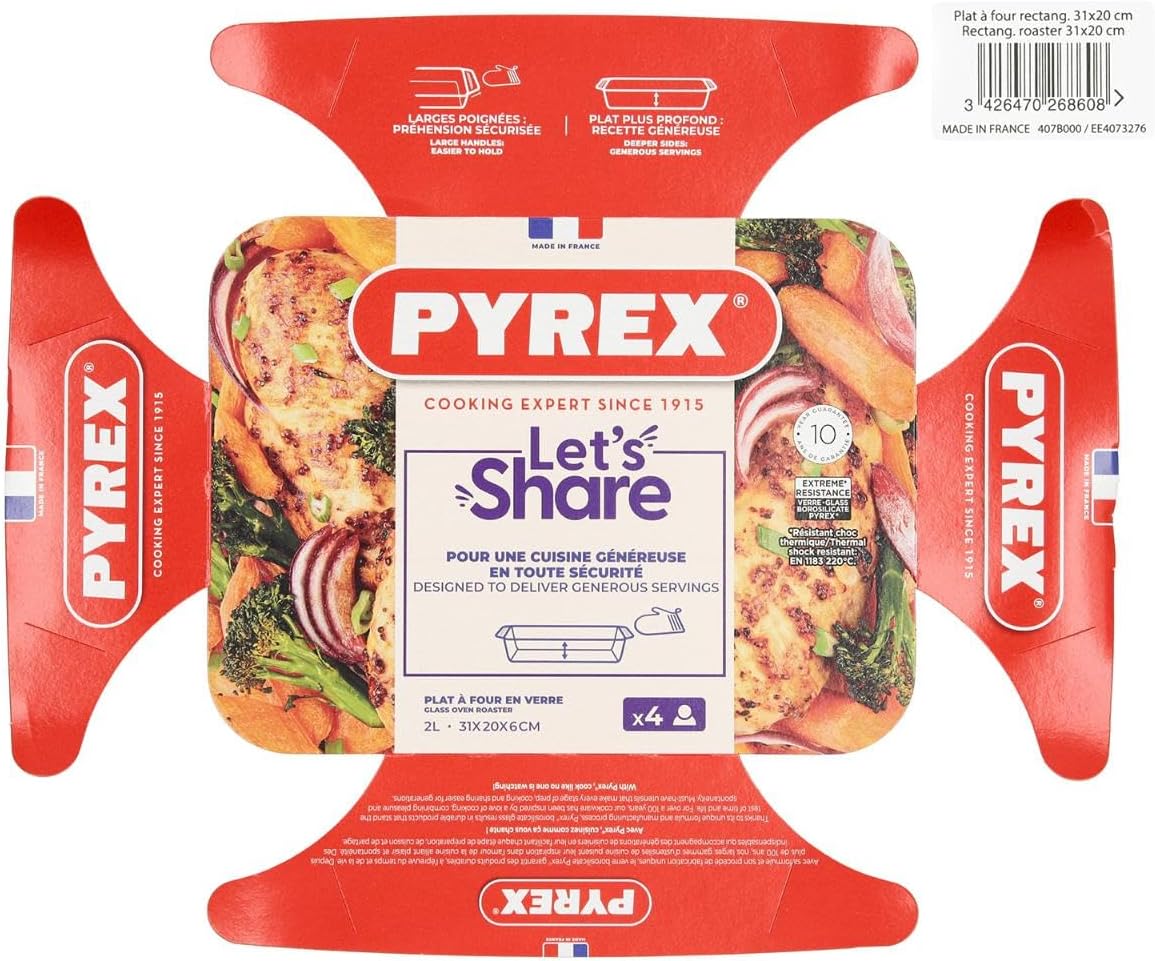 Pyrex - Irresistible - plat à four en verre 31x20 cm, transparent