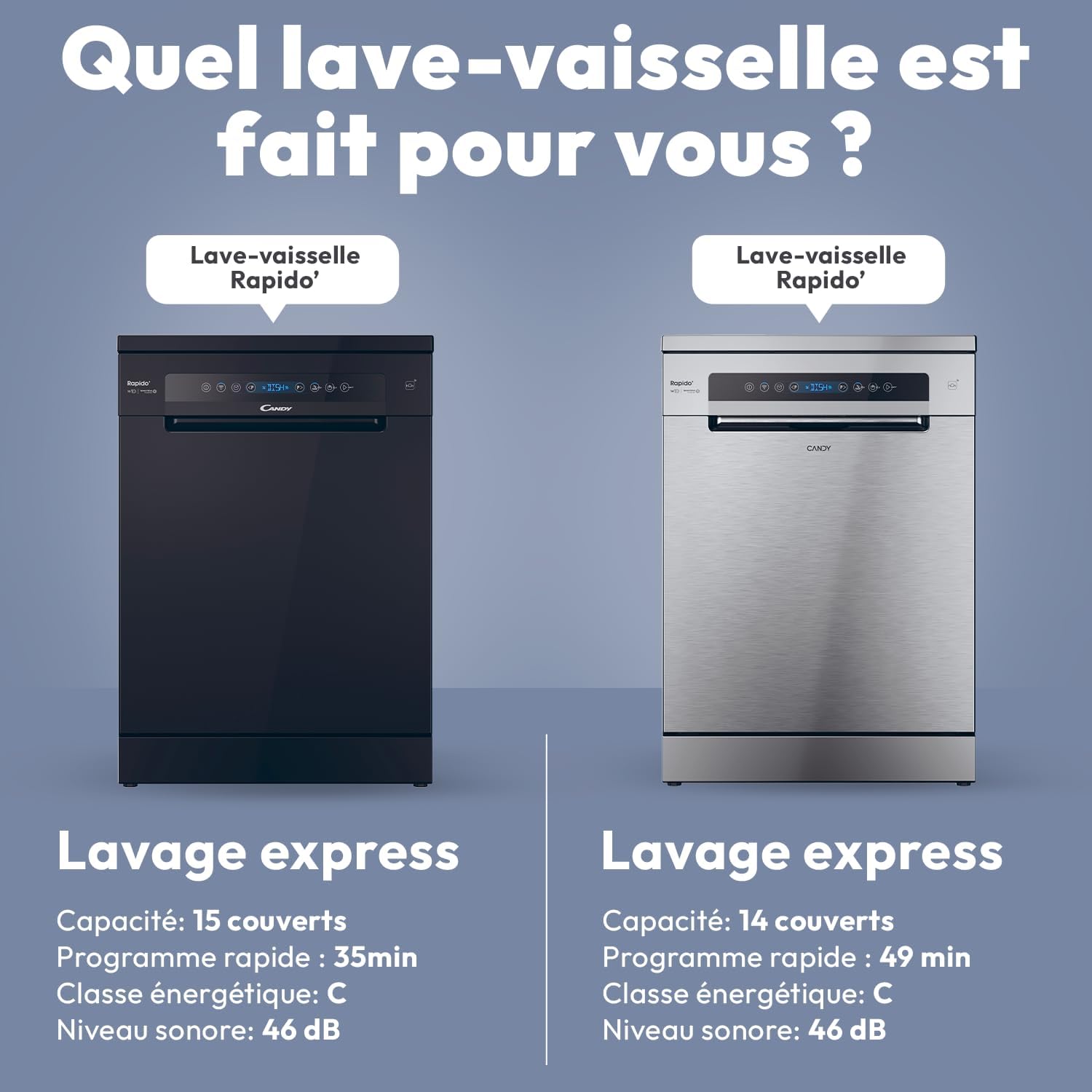 Candy - Lave-vaisselle série CF - 60x82 cm - 14 couverts, classe C, inox, contrôle à distance, CF 4C6F0X