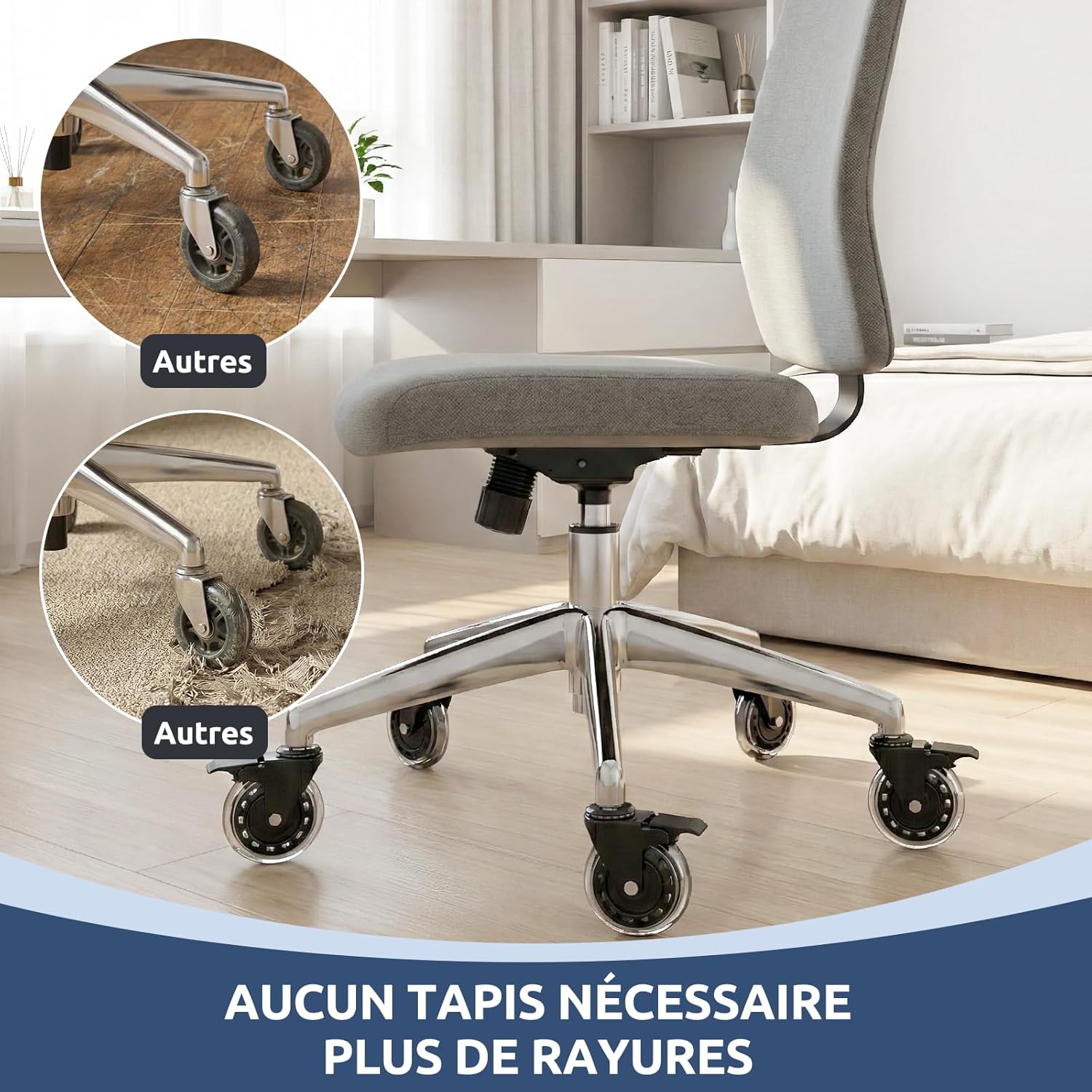 COSYLAND - roulettes bureau set 5 - 10x22 mm - frein sols durs/moquette 1-KEA