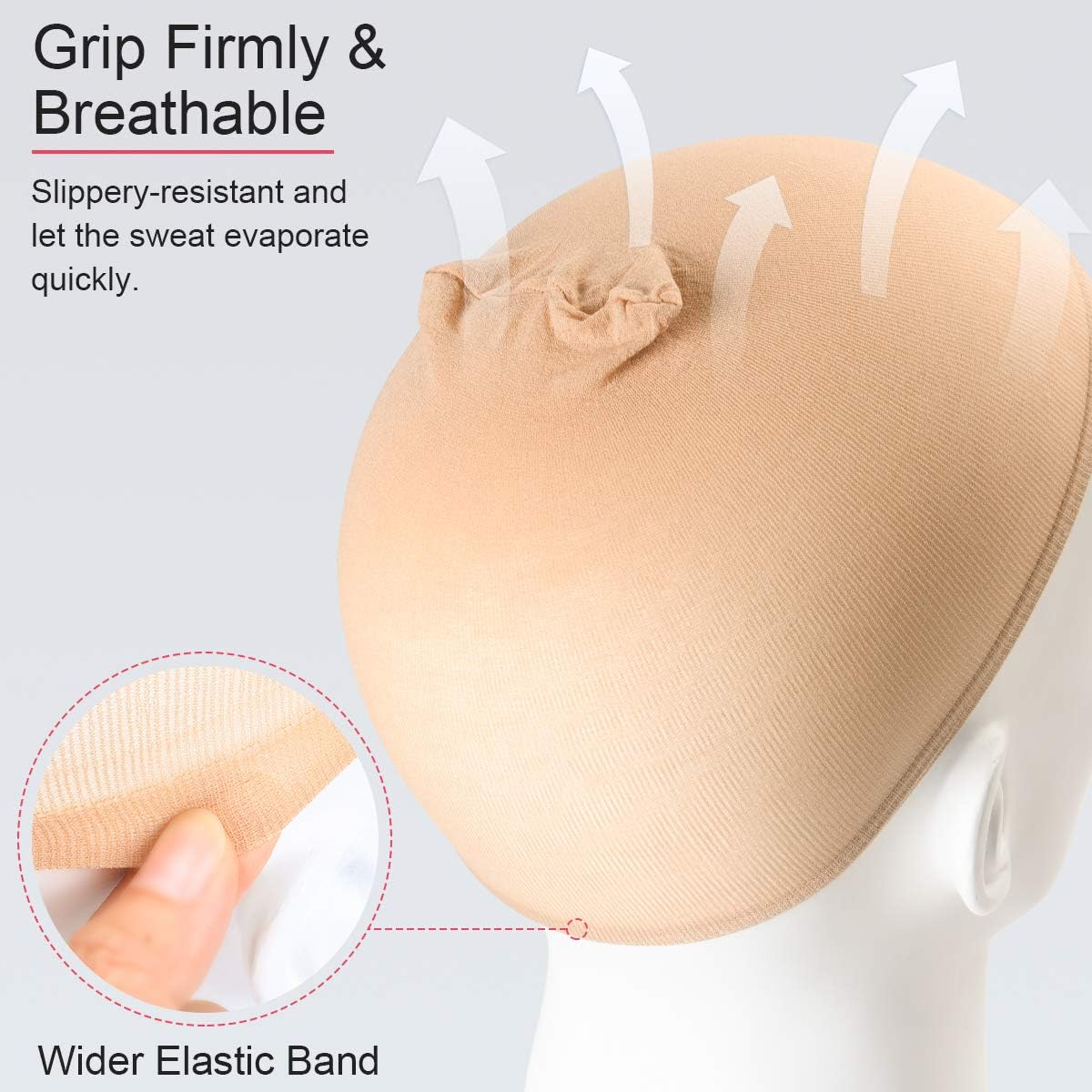 URAQT - bonnet perruque nylon - 4pcs - unisexe, nude & noir, filets pour perruque