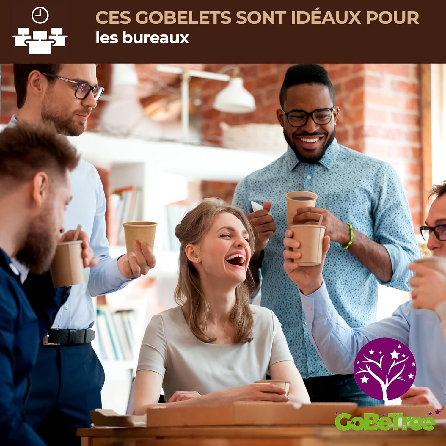 Gobelets jetables en carton - kraft - 210ml - résistants, étanches