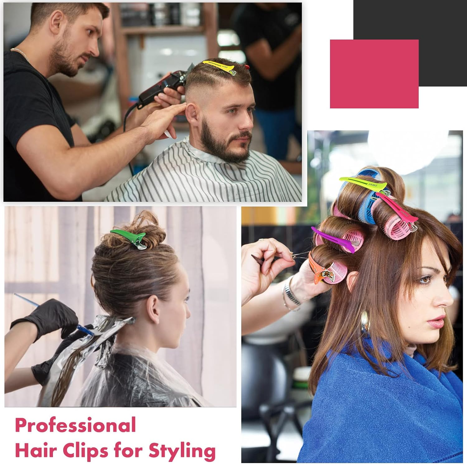 AIMIKE - Pinces à cheveux professionnelles néon 4,3