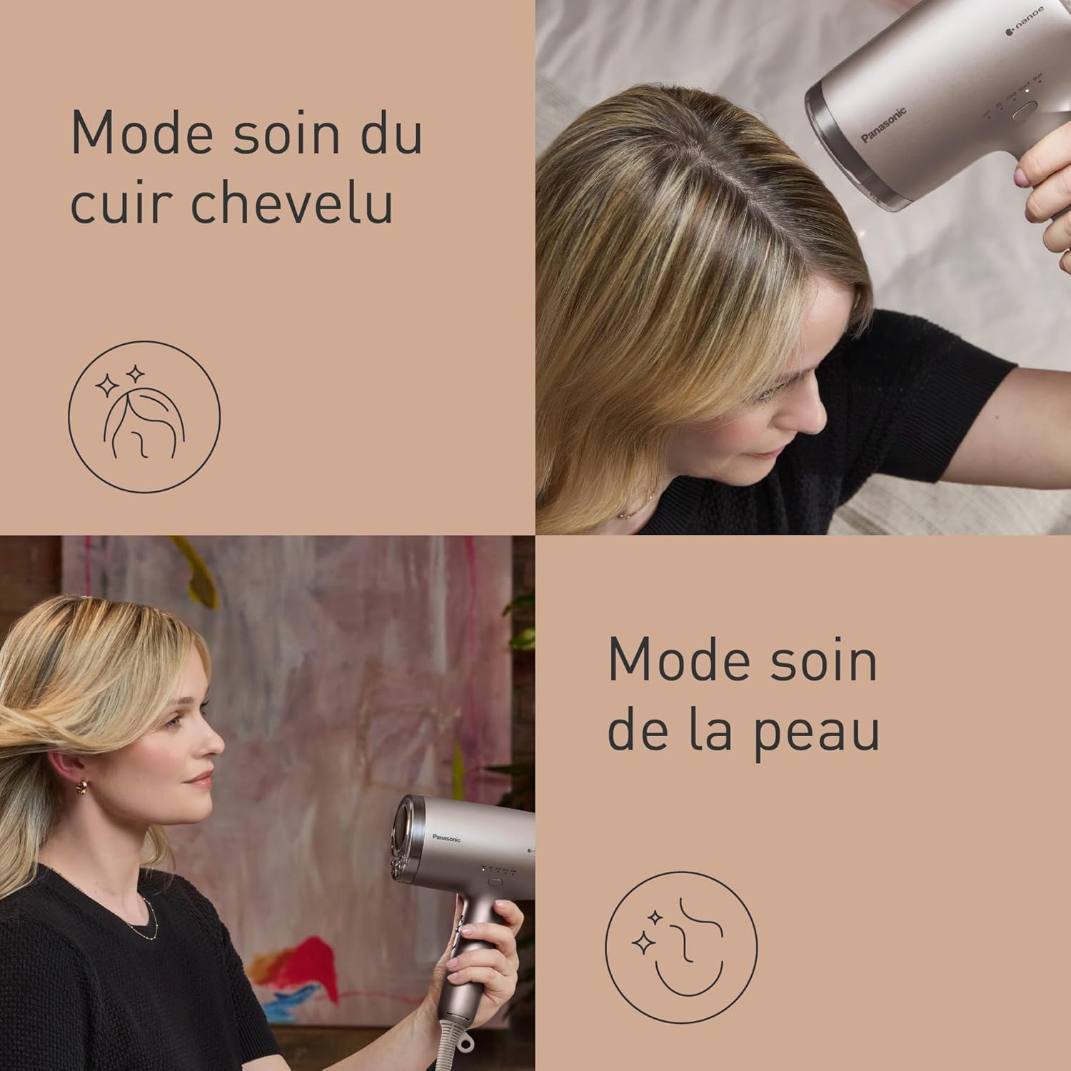 Panasonic - Sèche-cheveux Nanoe & Ions, 1600W, modes soin, EH-NA9N-E825