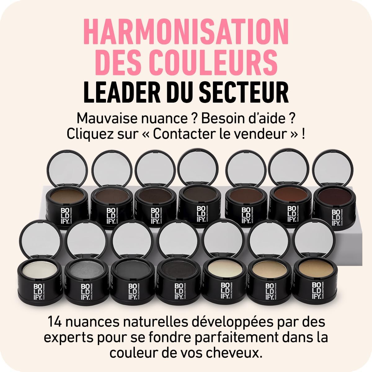 BOLDIFY - poudre de racine cheveux - 4g - couvre racines, camoufle gris, effet naturel