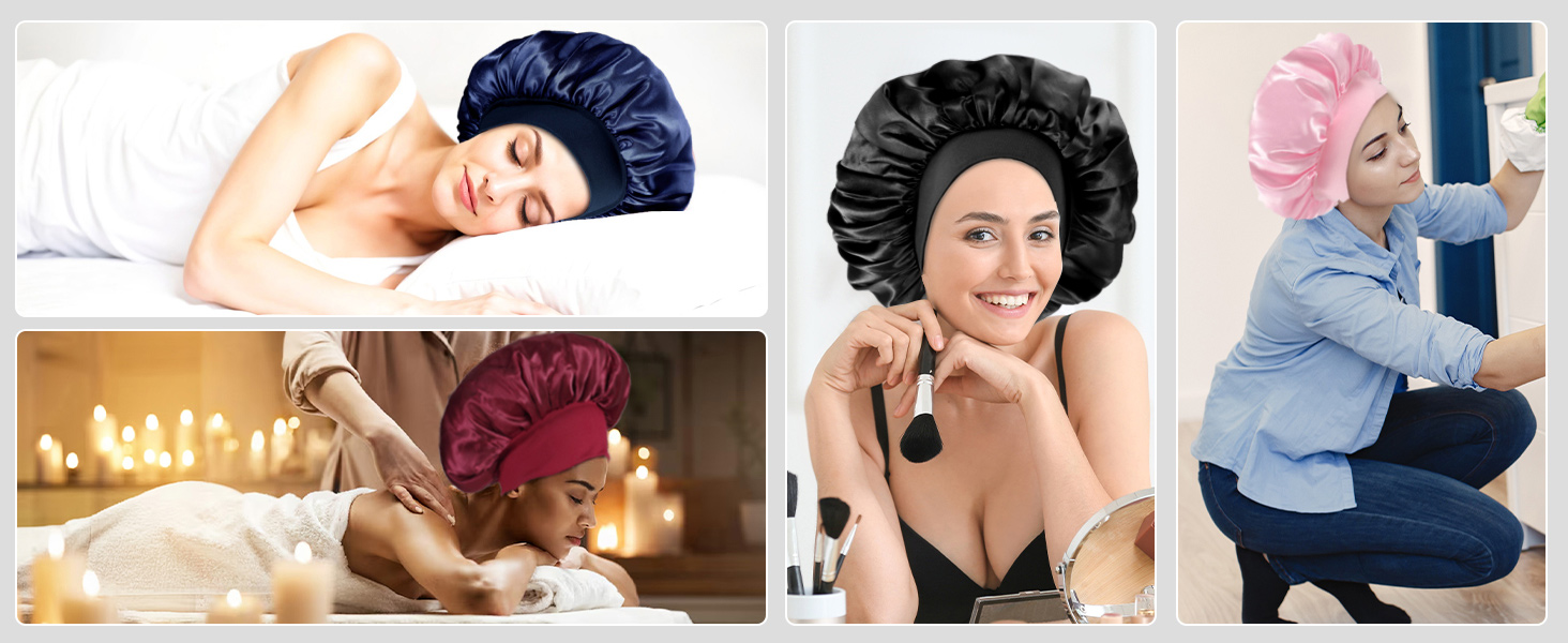 Grille de trois photos de style de vie montrant des scènes de beauté et de bien-être dans des décors semblables à ceux d'un spa.