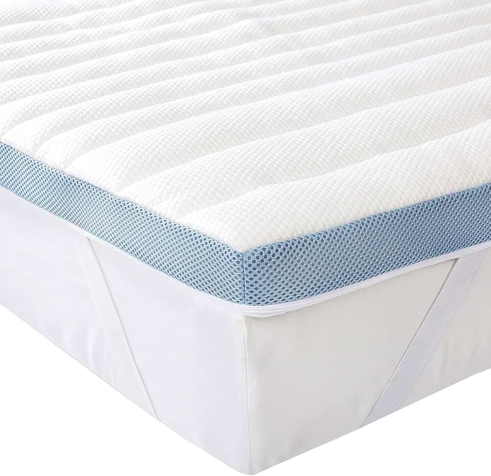 maaxi-dealz Basics - Surmatelas mousse mémoire - 140x190x5 cm - sangles robustes