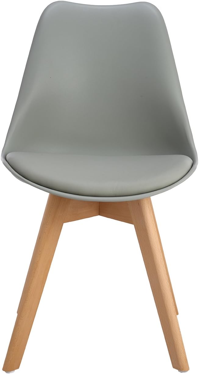 EGGREE - Chaises scandinaves lot de 8 - bois hêtre, rembourrées, grises