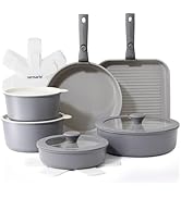 SENSARTE Set de Casseroles et Poêles 17 Pièces - Revêtement Céramique Antiadhésif - Batterie de C...