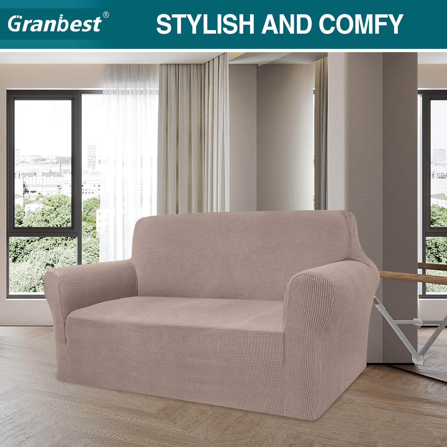 Granbest - housse canapé moderne 2 places - tissu jacquard, protection animaux