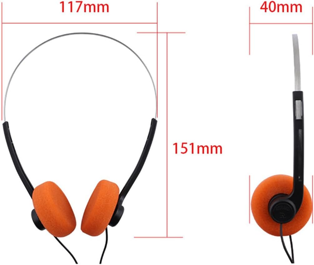 Casque supra-auriculaire rétro - orange - léger, stéréo, Hi-Fi, compatible téléphones et Walkman