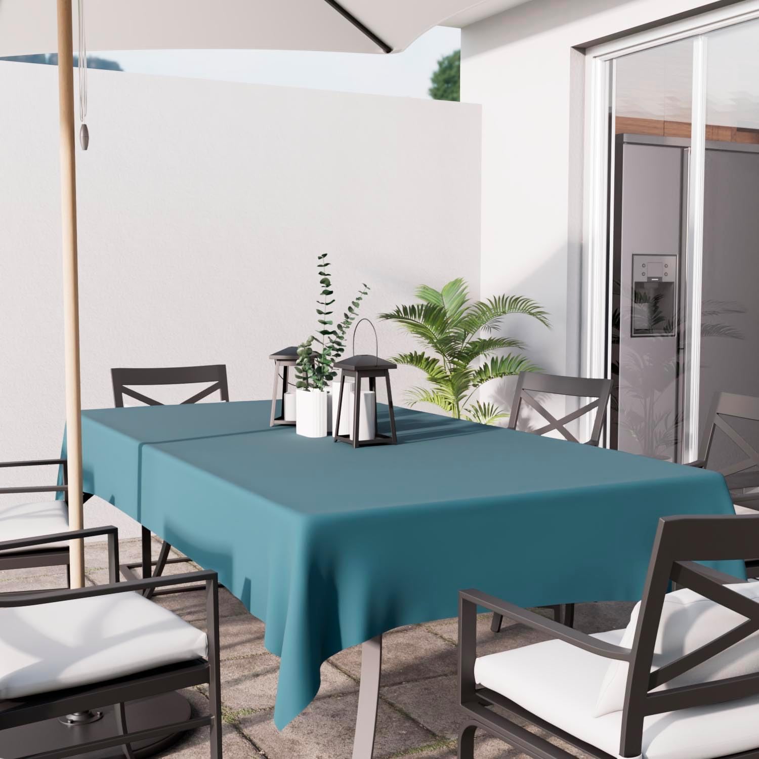 Soleil d'Ocre - Alix nappe rectangle 140x300cm polyester bleu celadon