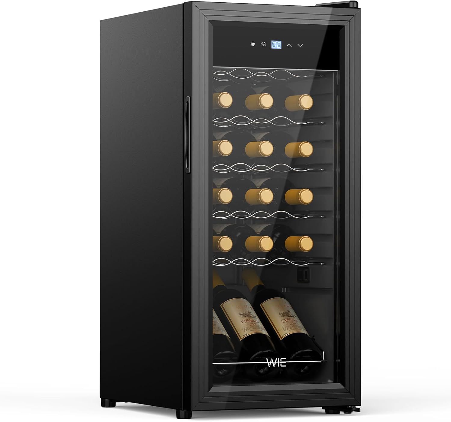 WIE - cave à vin 18 bouteilles, 53L, porte vitrée, compresseur, LED