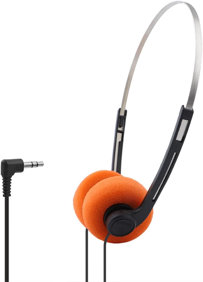 Casque supra-auriculaire rétro - orange - léger, stéréo, Hi-Fi, compatible téléphones et Walkman