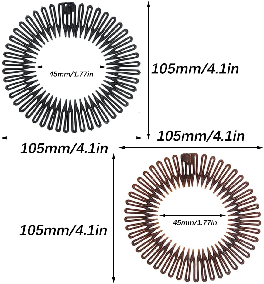 Peigne circulaire extensible - lot de 2 - plastique flexible - serre-tête, ajustable cheveux