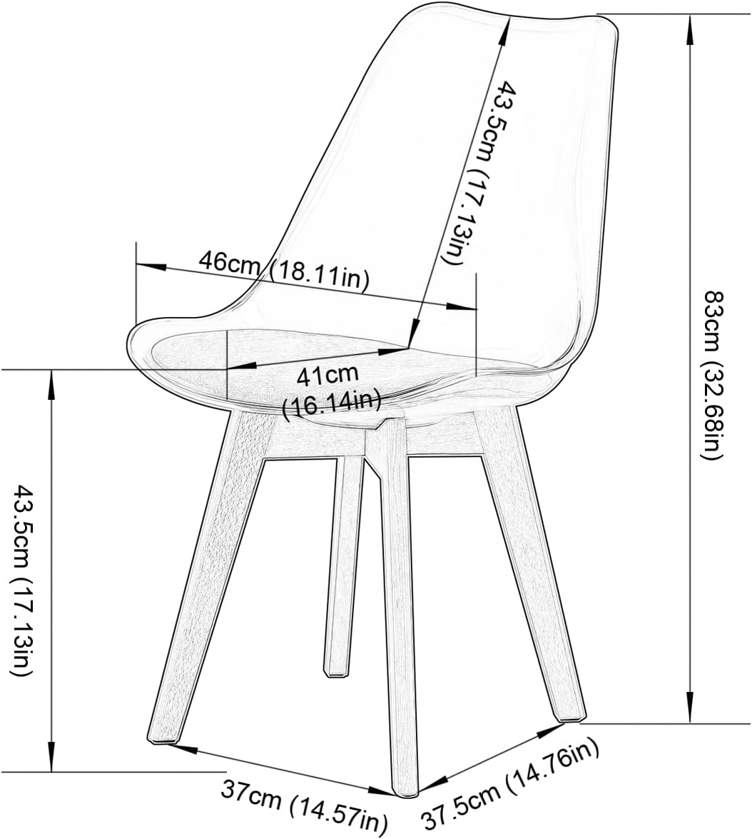 EGGREE - chaises scandinaves 8 pièces - hêtre, cuir blanc, dossier transparent, testées SGS