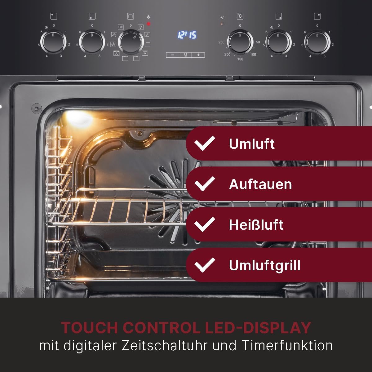 Bomann - cuisinière encastrable induction, 56L, 9 fonctions, EHBC7937