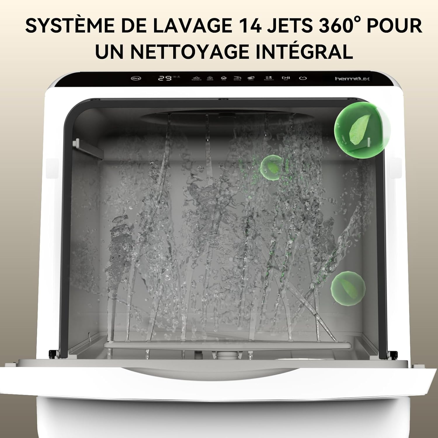 Hermitlux - Mini lave-vaisselle - 43 cm - 4 couverts, sans raccord eau